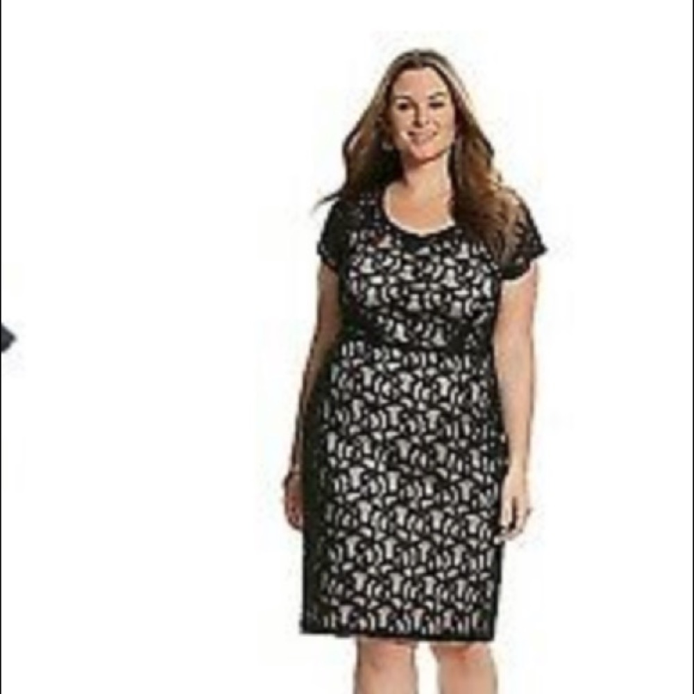 NWT Lane Bryant Dress Black Lace Cap Sleeves Sz 24 Wedding Date Night Sleek Glam